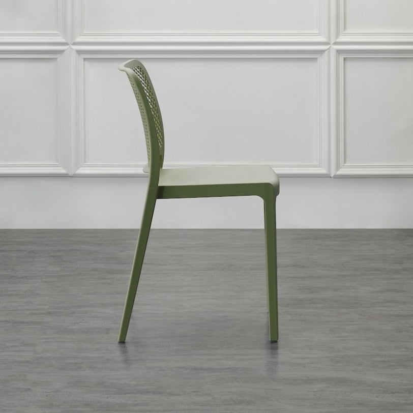 Silla Manhattan, Verde, con Espaldar en Rejilla y Diseño Minimalista
