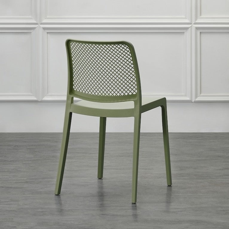 Silla Manhattan, Verde, con Espaldar en Rejilla y Diseño Minimalista