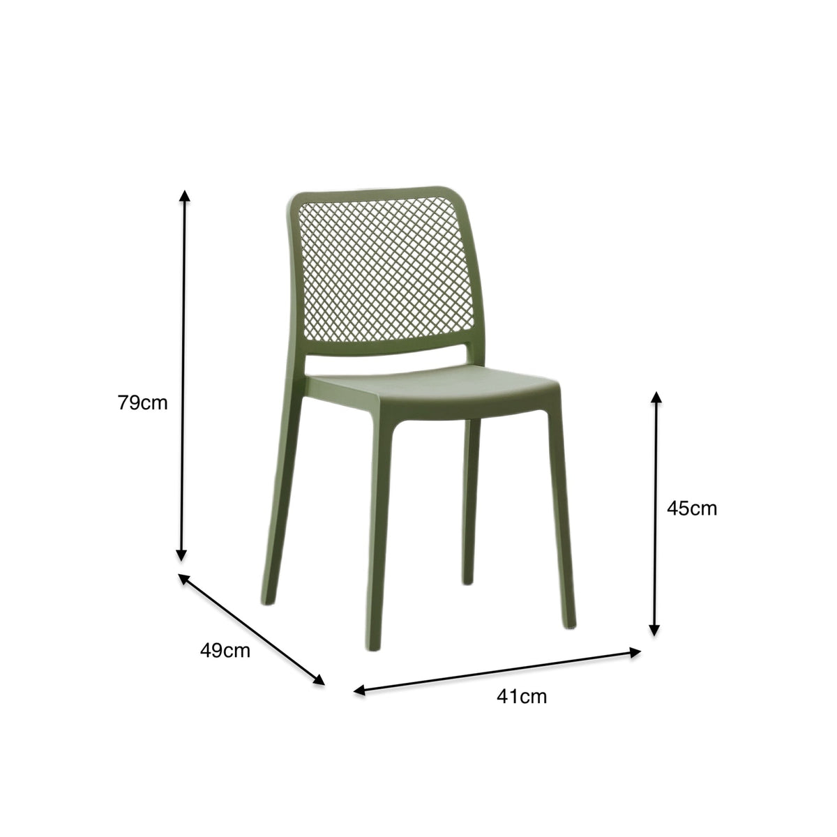 Set de 2 Sillas Manhattan, Verde, con Espaldar en Rejilla y Diseño Minimalista