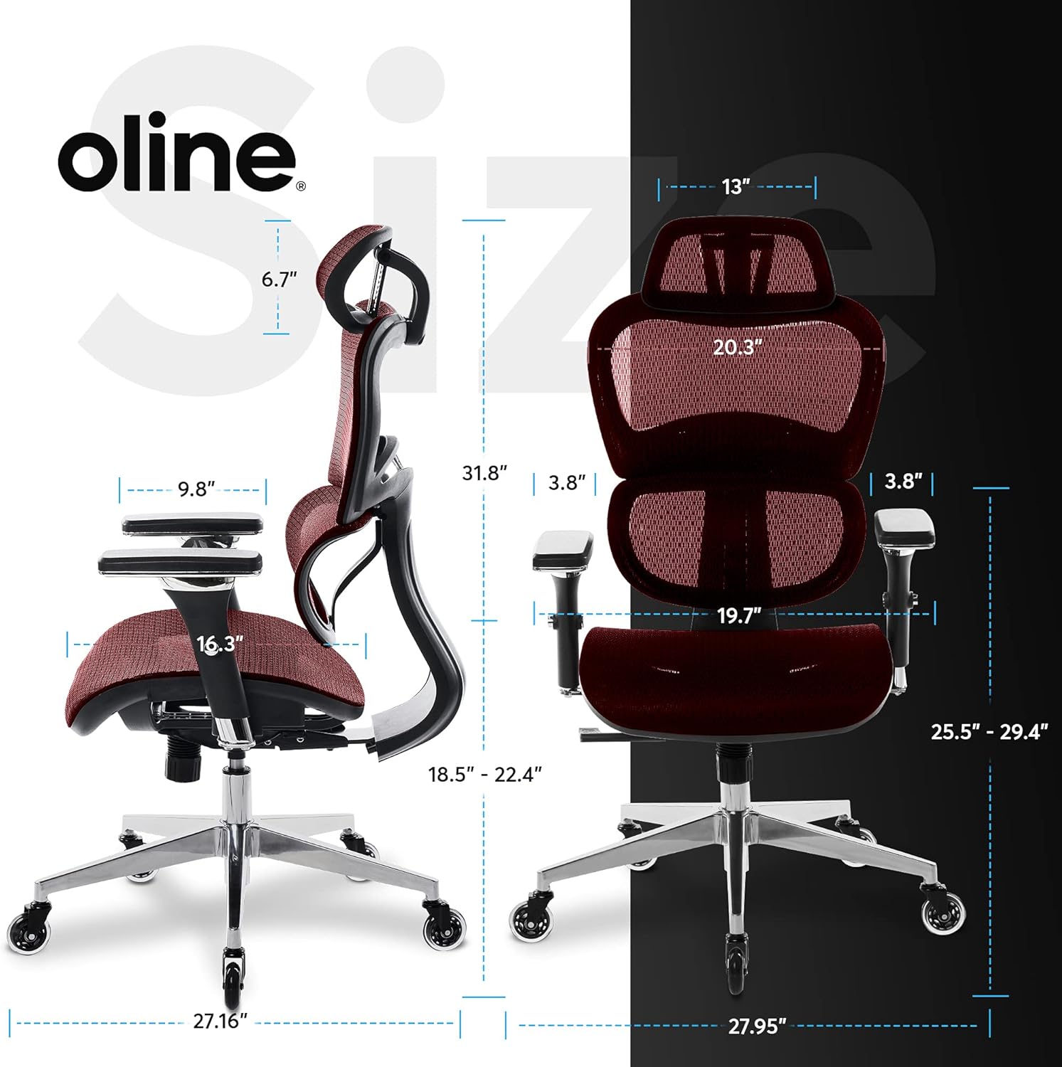 Oline ErgoPro Silla de oficina ergonómica  Silla de escritorio con reposabrazos...
