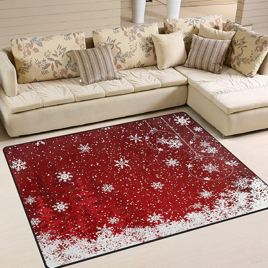 ALAZA Alfombra romántica de Navidad con copos de nieve roja antideslizante de 5...