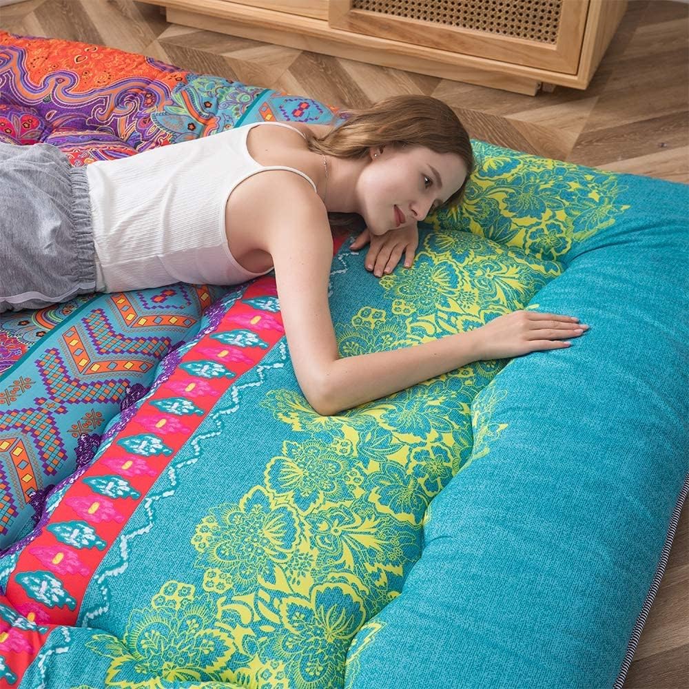 MAXYOYO Colchón de suelo bohemio estilo floral bohemio tatami japonés cama...