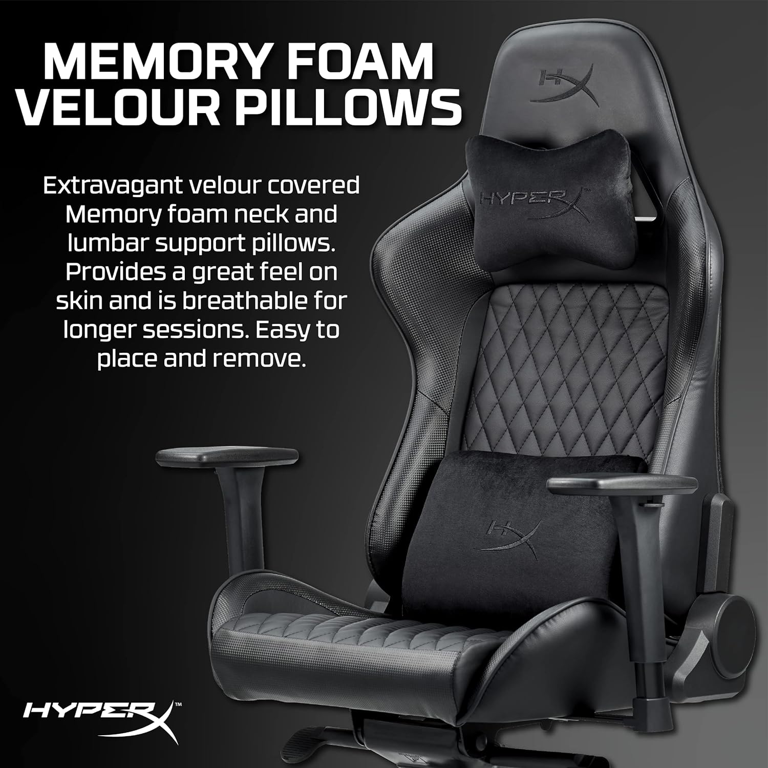 HyperX Jet Black - Silla ergonómica para videojuegos, tapicería de cuero, silla...