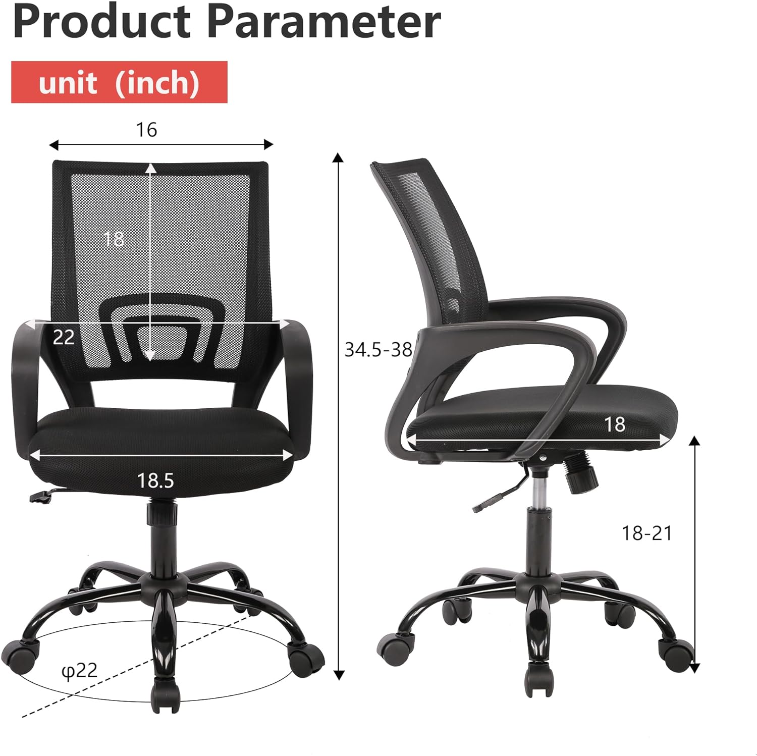 PayLessHere Silla de oficina para computadora, ergonómica, silla de escritorio...