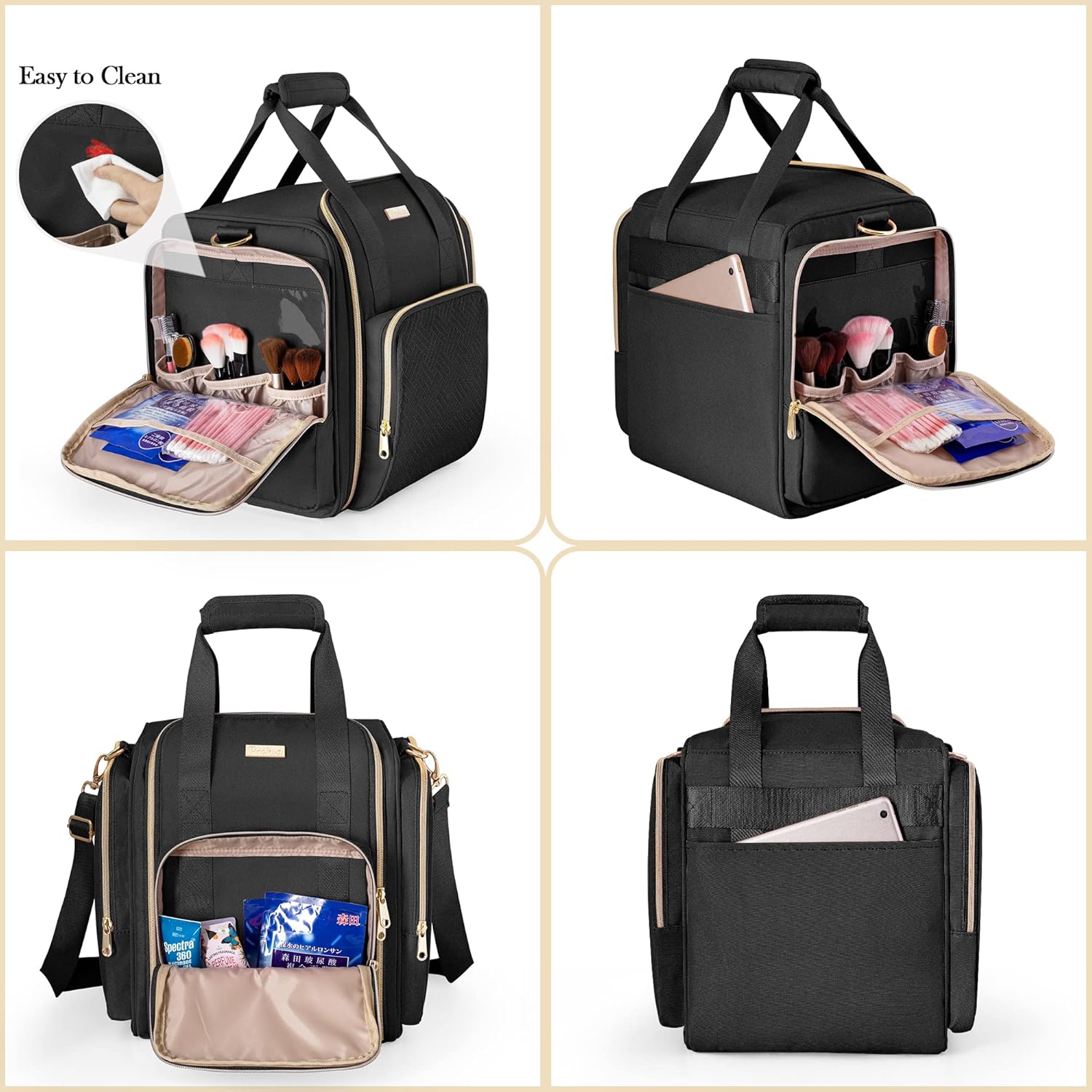 Bolsa de maquillaje de viaje con 5 estuches extraíbles, estuche grande para...