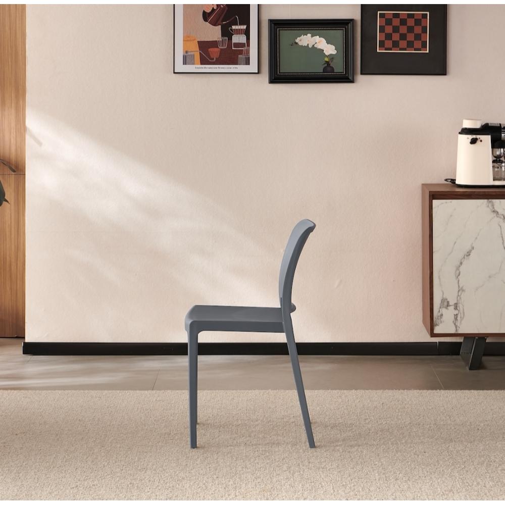 Silla Triveca, Gris oscuro, Con espaldar cerrado y diseño minimalista