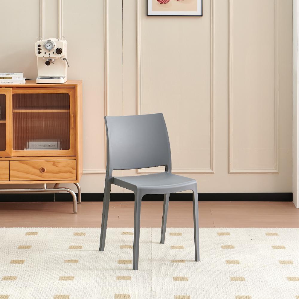 Silla Soho, Gris Oscuro, Con espaldar cerrado y diseño minimalista X2
