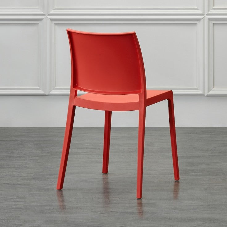 Set de 4 Sillas Soho, Roja, con Espaldar Cerrado y Diseño Minimalista