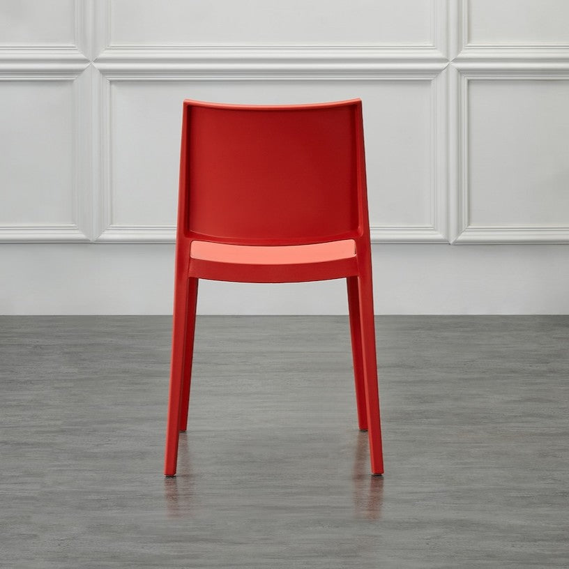 Set de 4 Sillas Soho, Roja, con Espaldar Cerrado y Diseño Minimalista