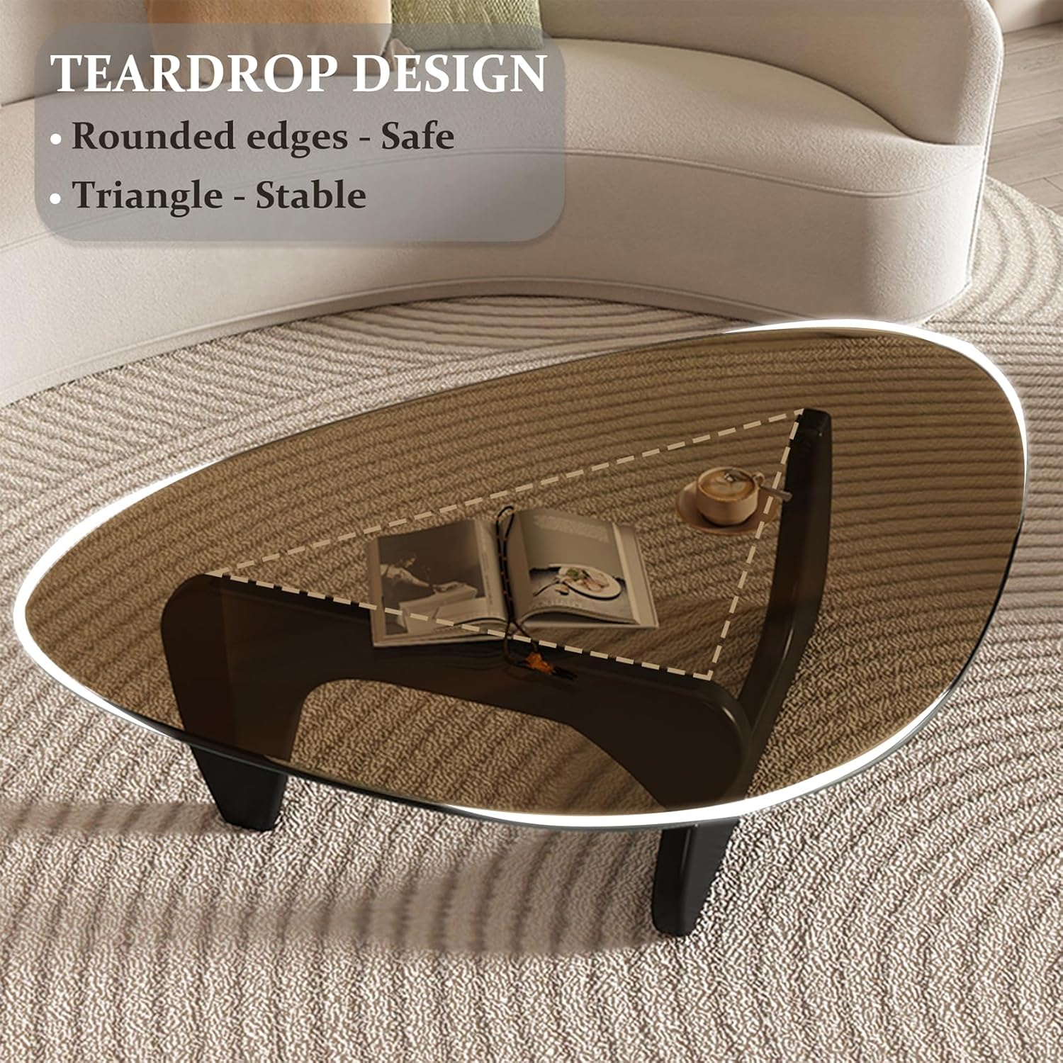 Mesa de centro de cristal para sala de estar, mesa de centro moderna de...