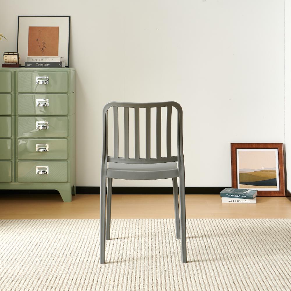 Silla Brooklyn, Gris Oscuro, Con espaldar en rayas y diseño minimalista