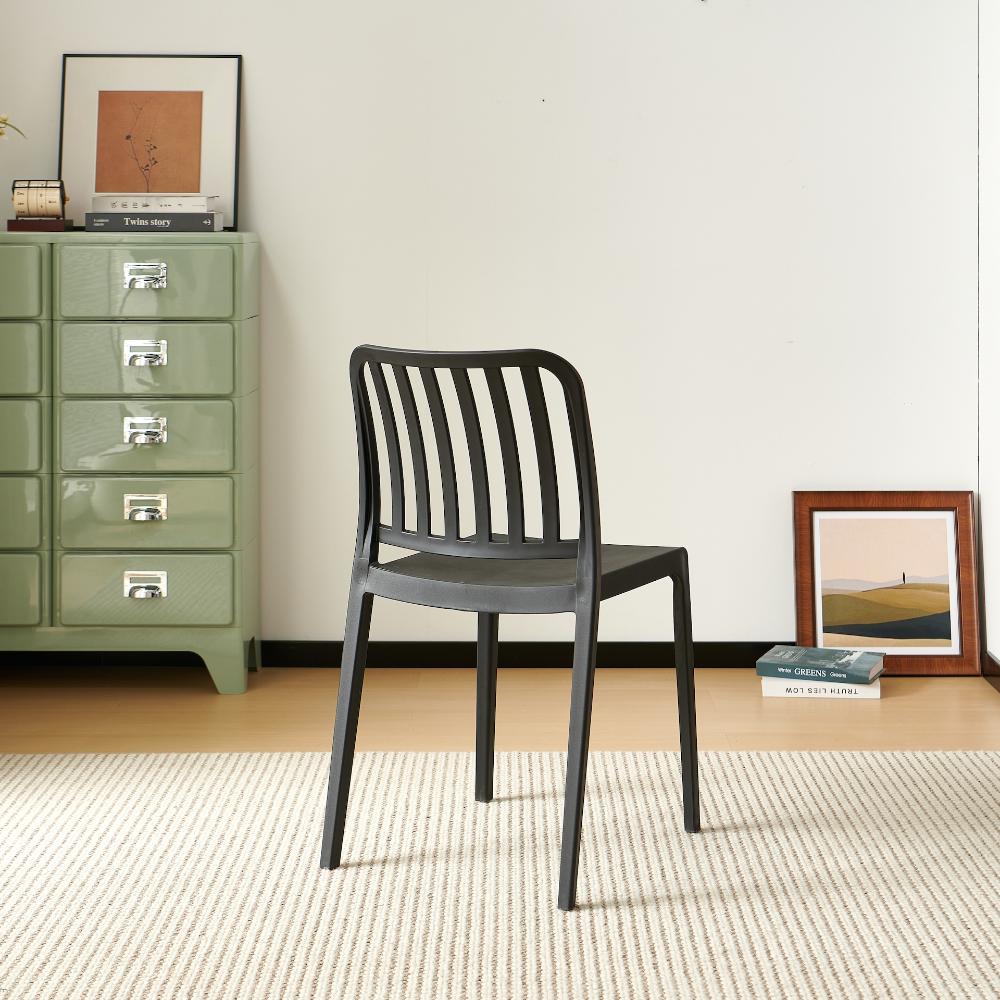 Silla Brooklyn, Negro, con Espaldar en Rayas y Diseño Minimalista