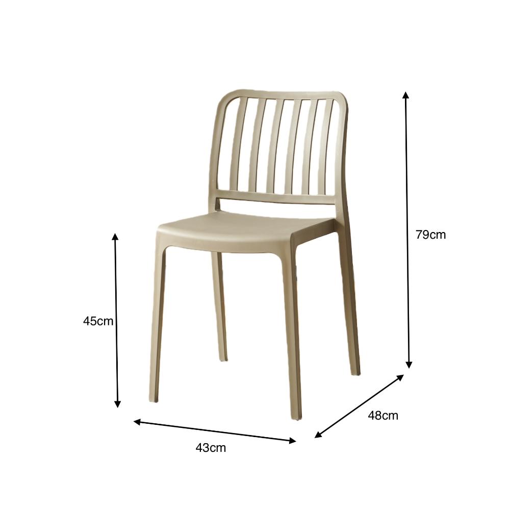 Silla Brooklyn, Taupe,  Con espaldar en rayas y diseño minimalista