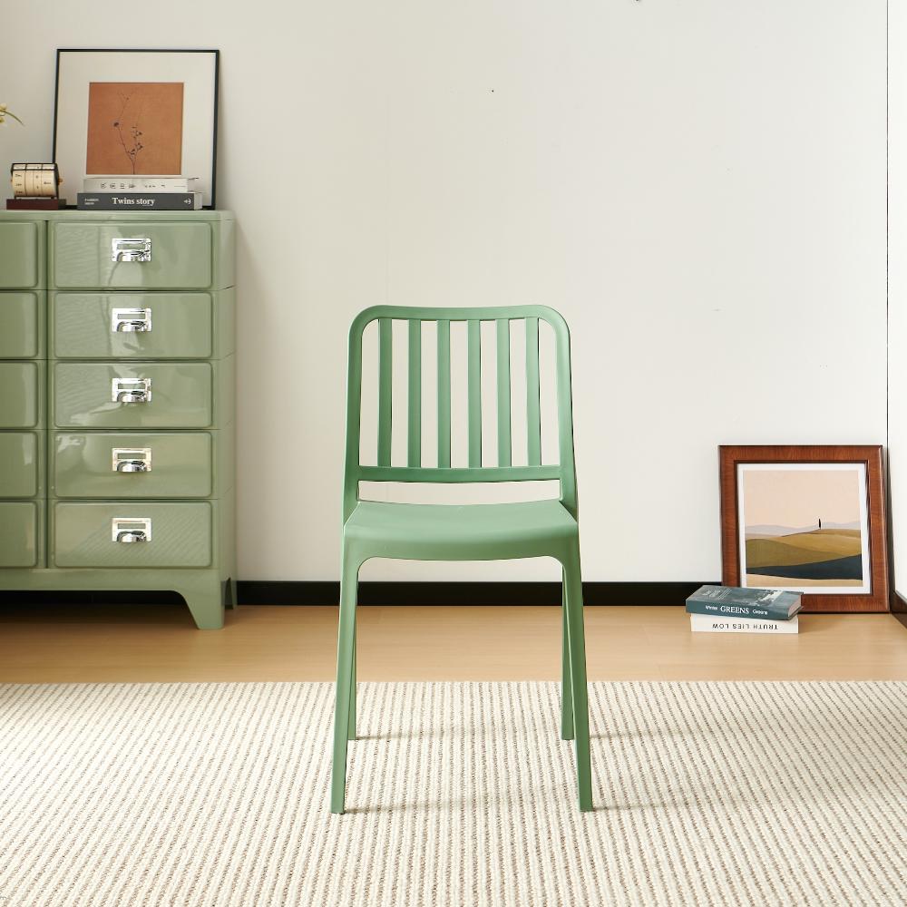 Set de 2 Sillas Brooklyn, Verde, con Espaldar en Rayas y Diseño Minimalista