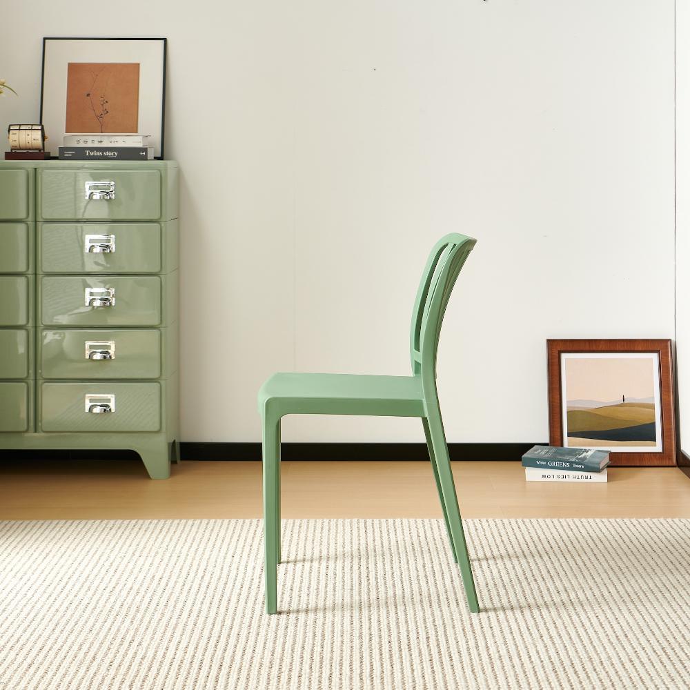 Set de 2 Sillas Brooklyn, Verde, con Espaldar en Rayas y Diseño Minimalista