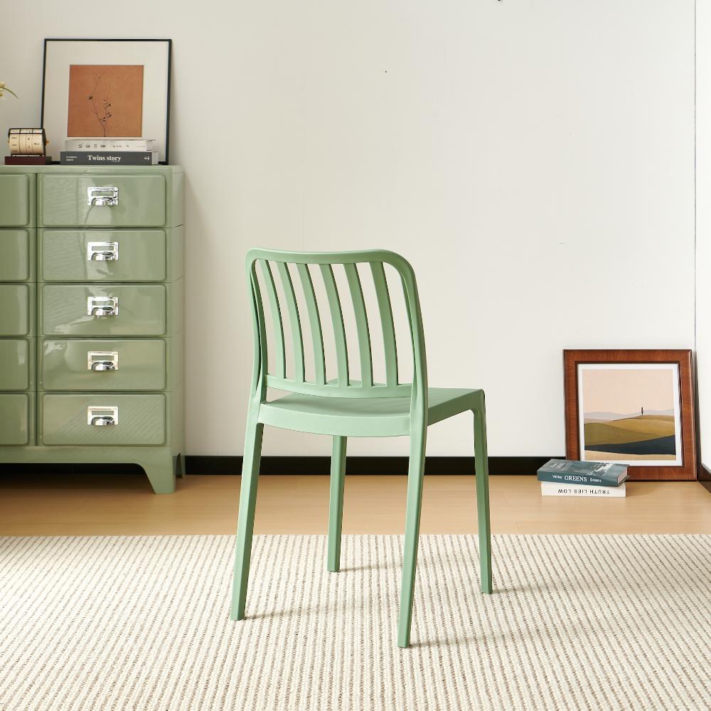 Set de 2 Sillas Brooklyn, Verde, con Espaldar en Rayas y Diseño Minimalista