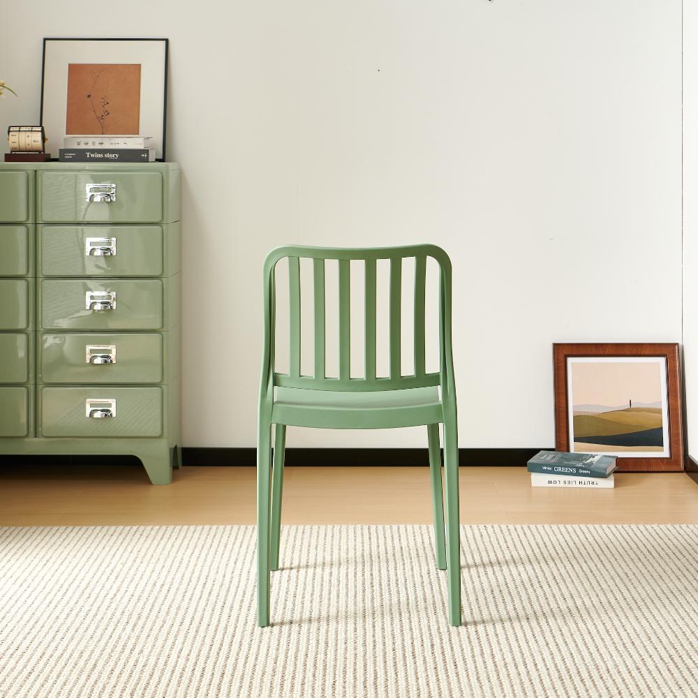 Set de 2 Sillas Brooklyn, Verde, con Espaldar en Rayas y Diseño Minimalista