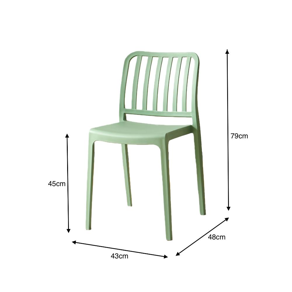 Set de 2 Sillas Brooklyn, Verde, con Espaldar en Rayas y Diseño Minimalista