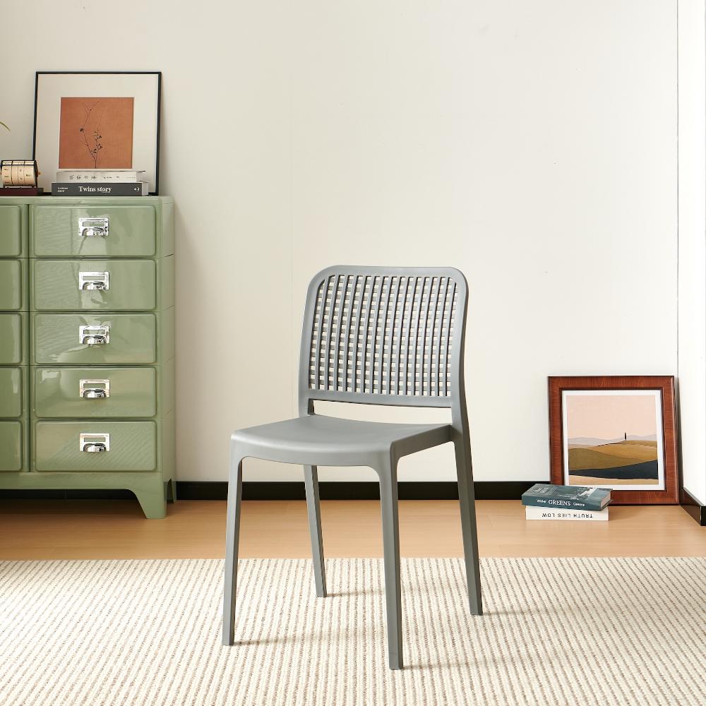 Silla Bronx , Gris Oscuro, con Espaldar en Cuadrados y Diseño Minimalista