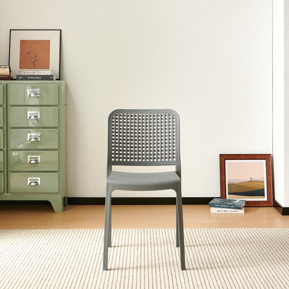 Silla Bronx , Gris Oscuro, con Espaldar en Cuadrados y Diseño Minimalista