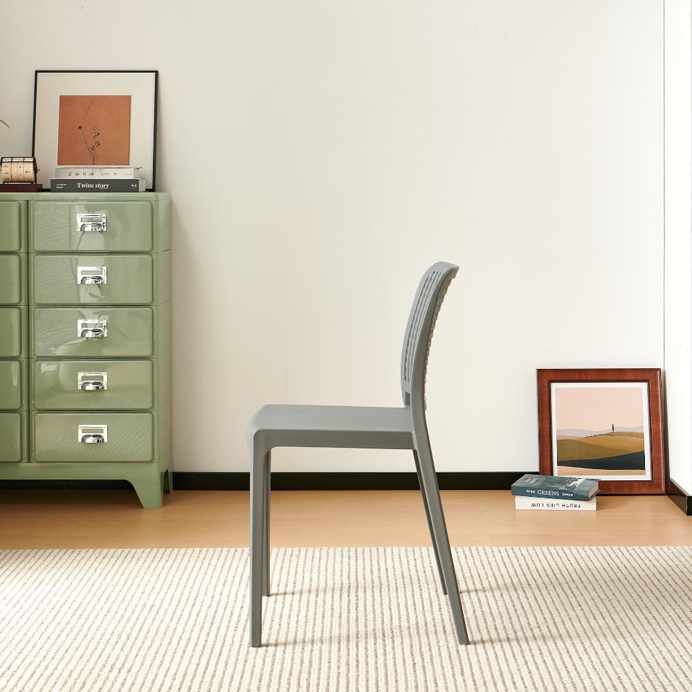 Silla Bronx , Gris Oscuro, con Espaldar en Cuadrados y Diseño Minimalista
