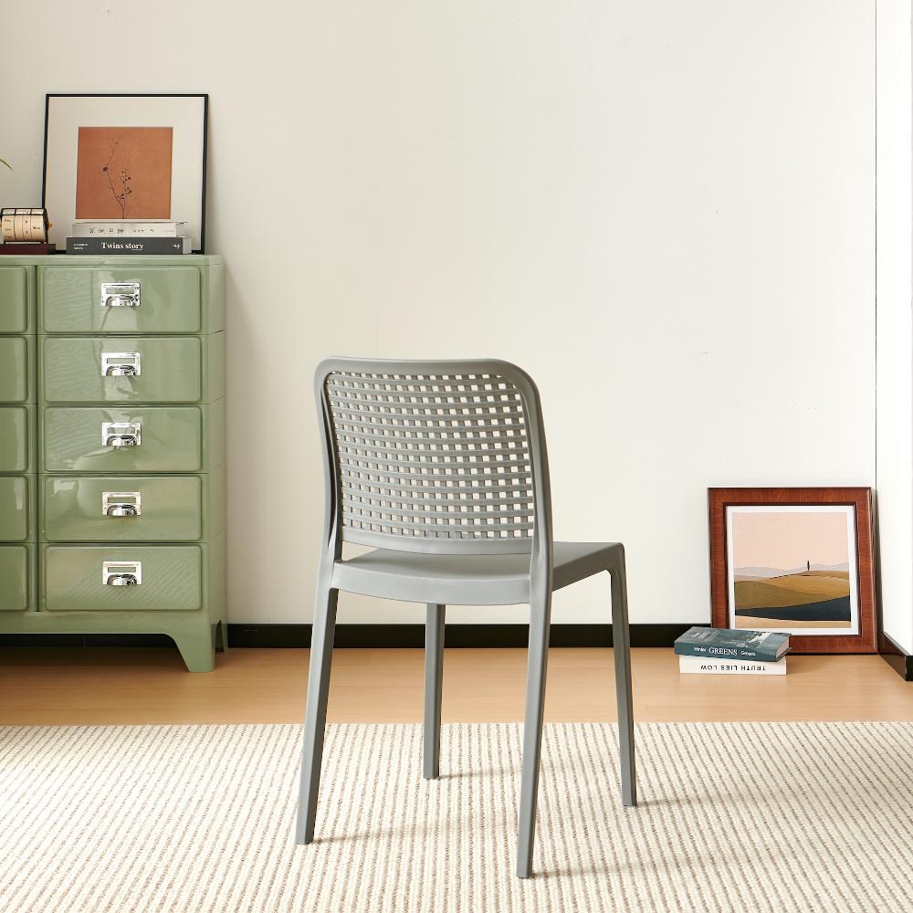 Silla Bronx , Gris Oscuro, con Espaldar en Cuadrados y Diseño Minimalista