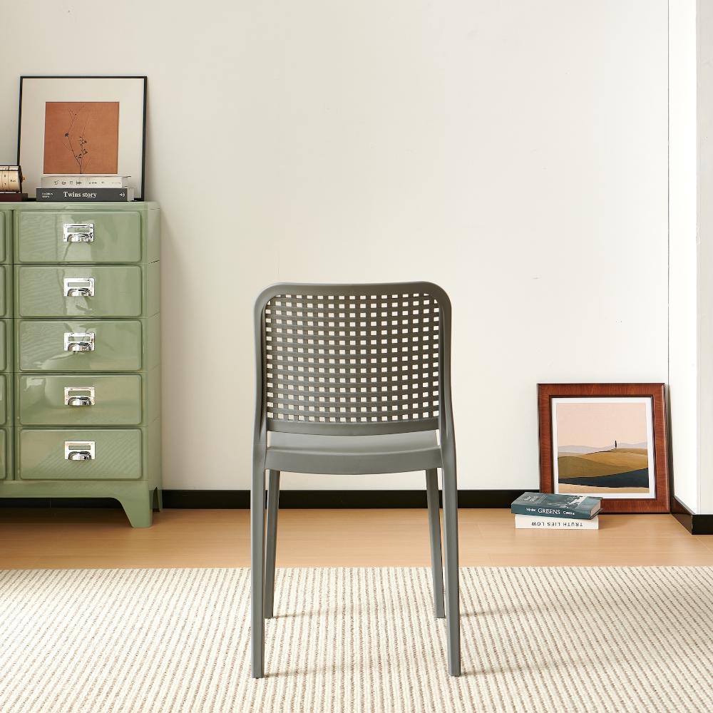 Silla Bronx , Gris Oscuro, con Espaldar en Cuadrados y Diseño Minimalista