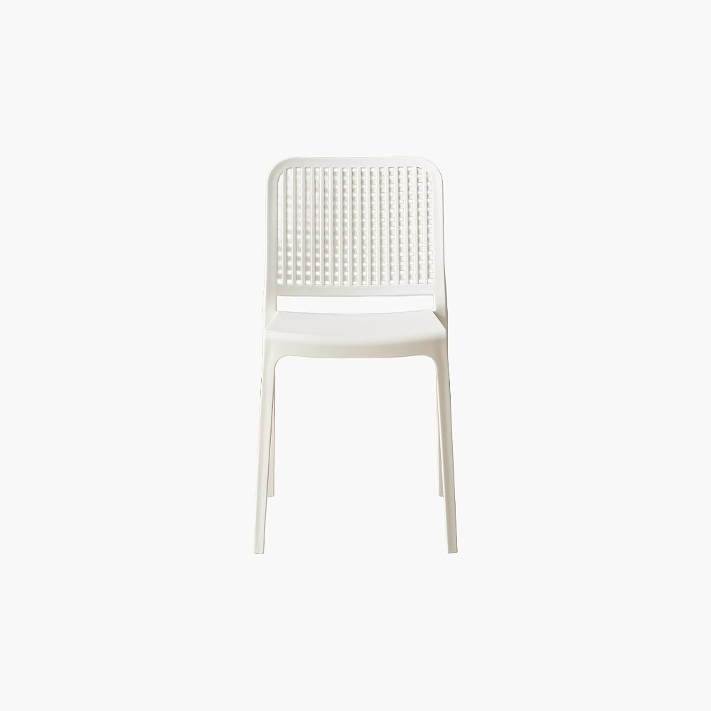 Silla Bronx, Blanco, Con espaldar en cuadrados y diseño minimalista X2