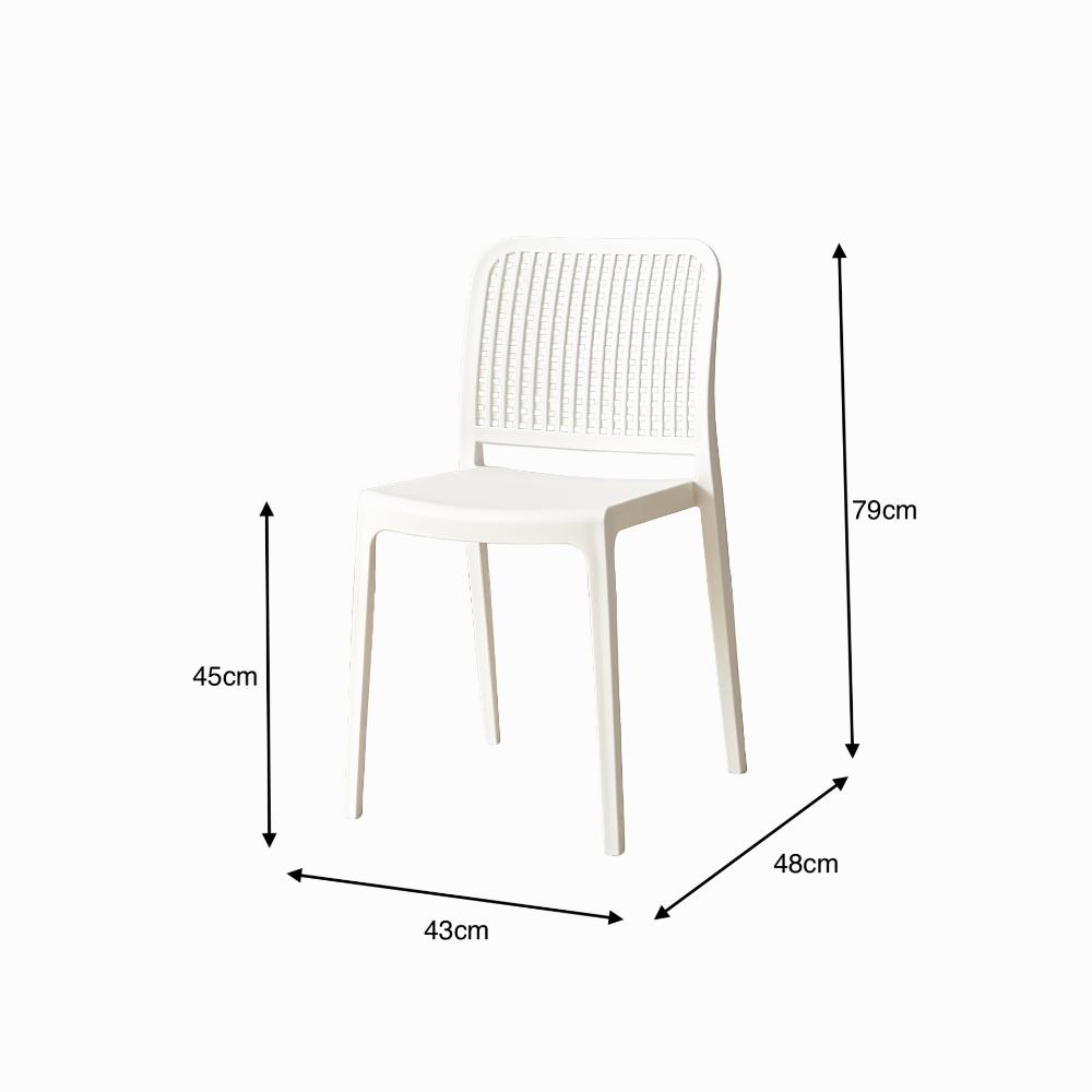 Silla Bronx, Blanco, Con espaldar en cuadrados y diseño minimalista X2