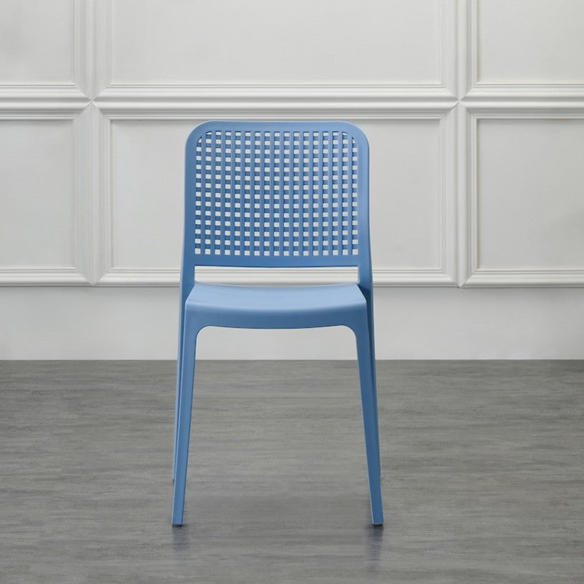 Set de 4 Sillas Bronx, Azul Oceano, con Espaldar en Cuadrados y Diseño Minimalista