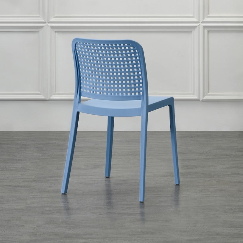 Set de 4 Sillas Bronx, Azul Oceano, con Espaldar en Cuadrados y Diseño Minimalista