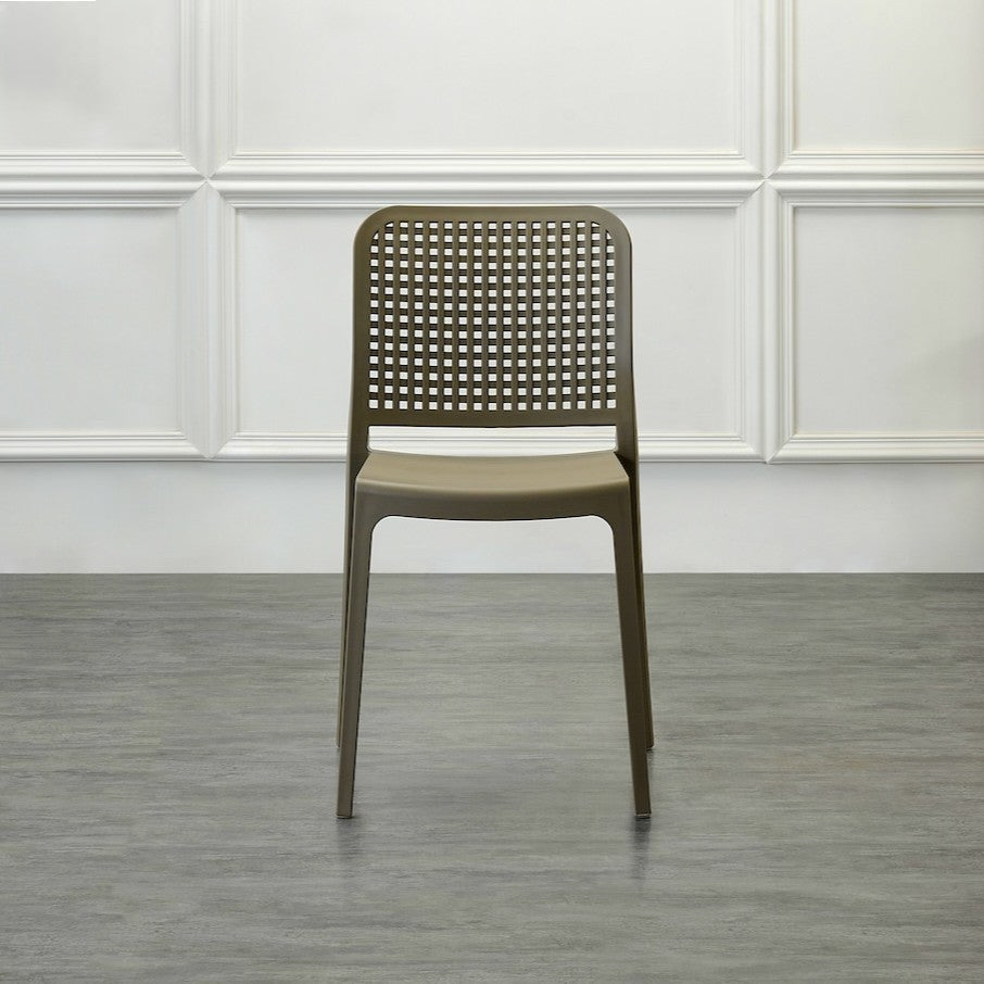 Set de 4 Sillas Bronx , Taupe, con Espaldar en Cuadrados y Diseño Minimalista
