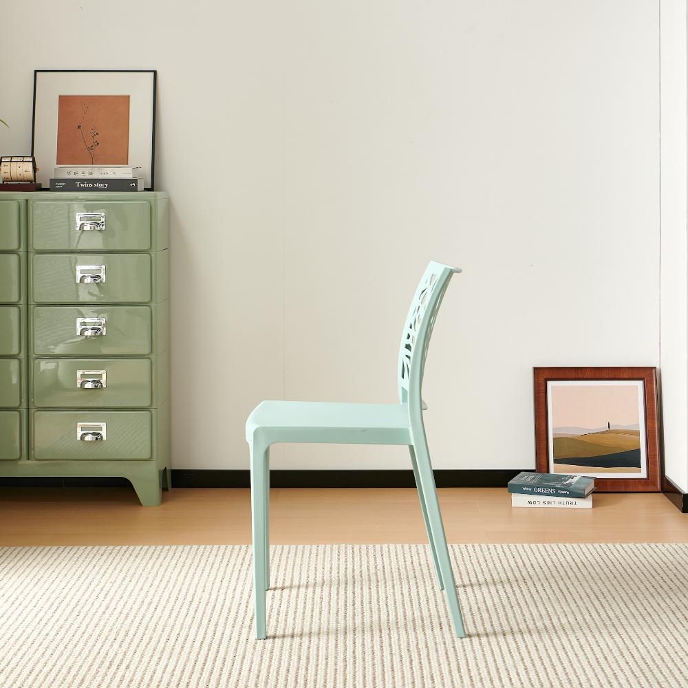 Silla Harlem, Azul Claro, con Espaldar en Forma de Árbol y Diseño Minimalista