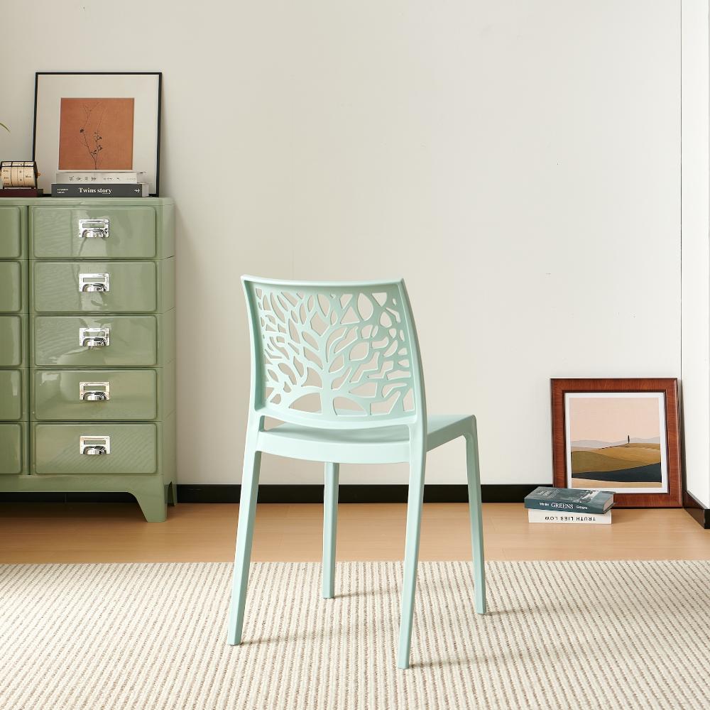 Silla Harlem, Azul Claro, con Espaldar en Forma de Árbol y Diseño Minimalista