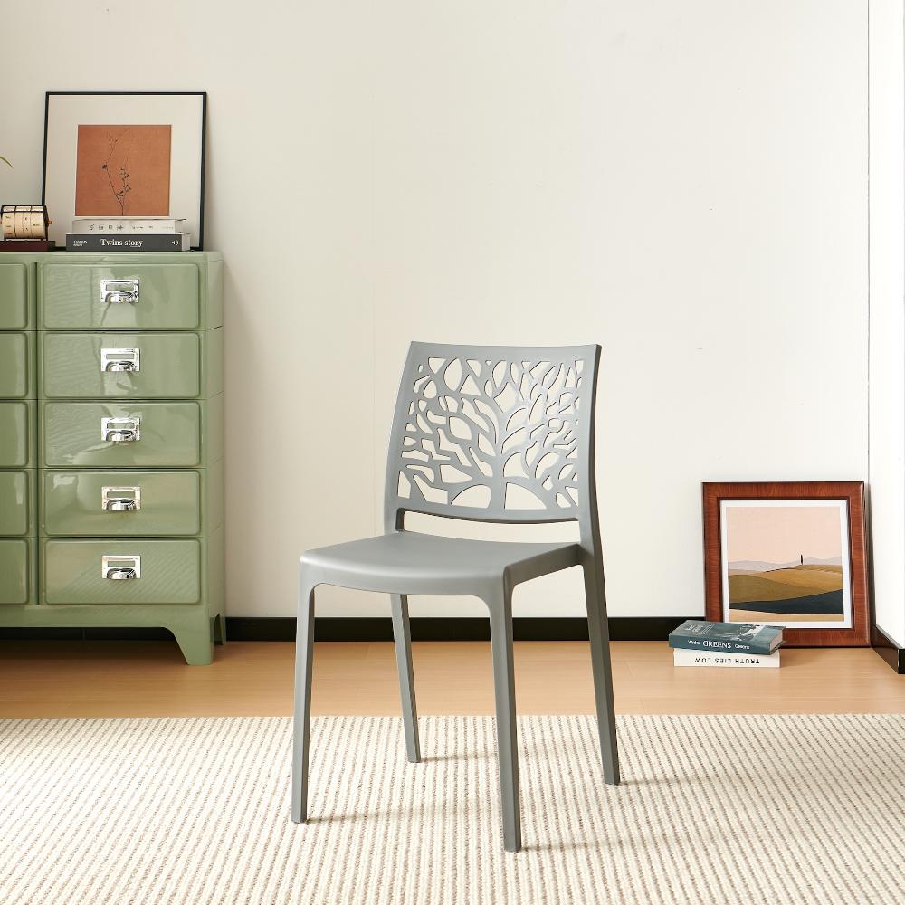 Silla Harlem, Gris Oscuro, Con espaldar en forma de árbol y diseño minimalista