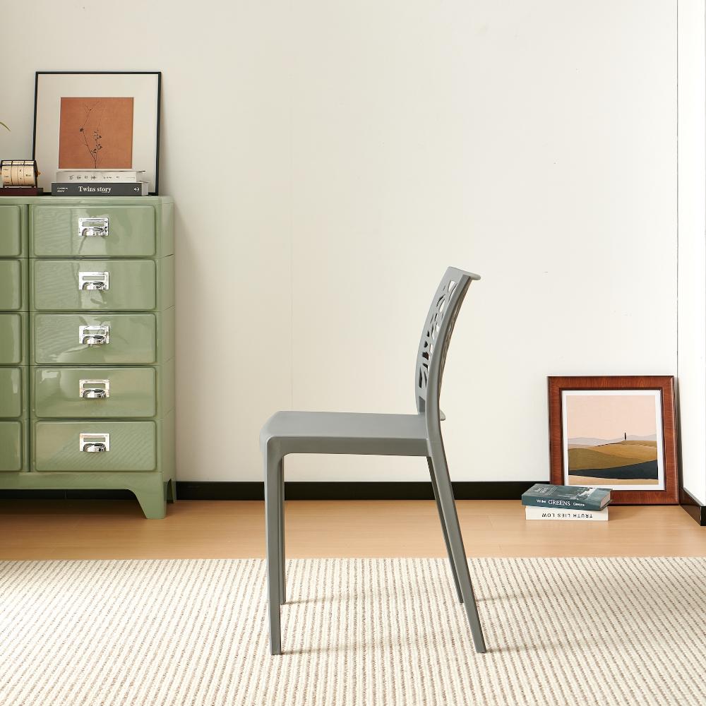 Silla Harlem, Gris Oscuro, Con espaldar en forma de árbol y diseño minimalista