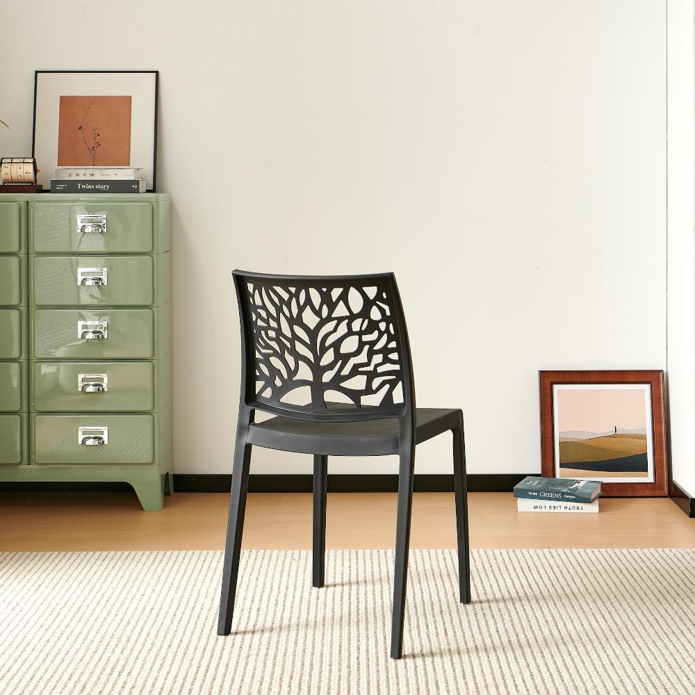 Set de 2 Sillas Harlem, Negro, con Espaldar en Forma de Árbol y Diseño Minimalista