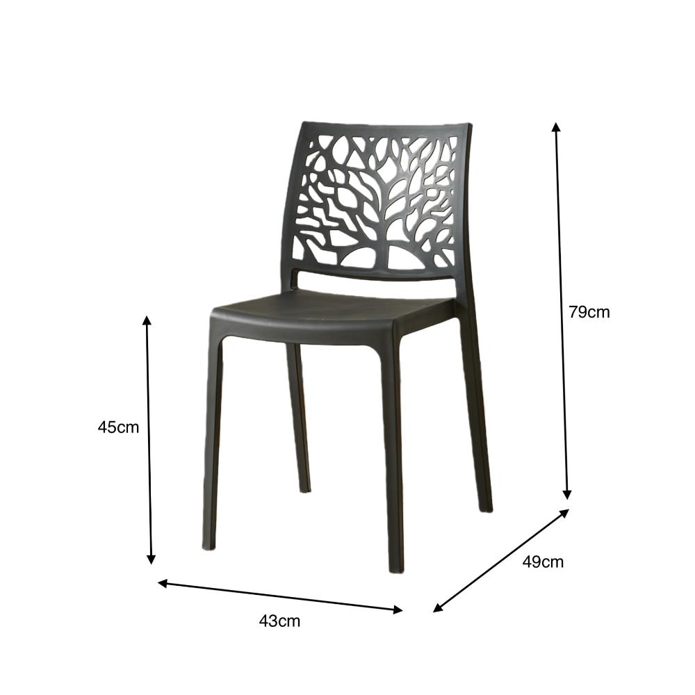 Set de 2 Sillas Harlem, Negro, con Espaldar en Forma de Árbol y Diseño Minimalista