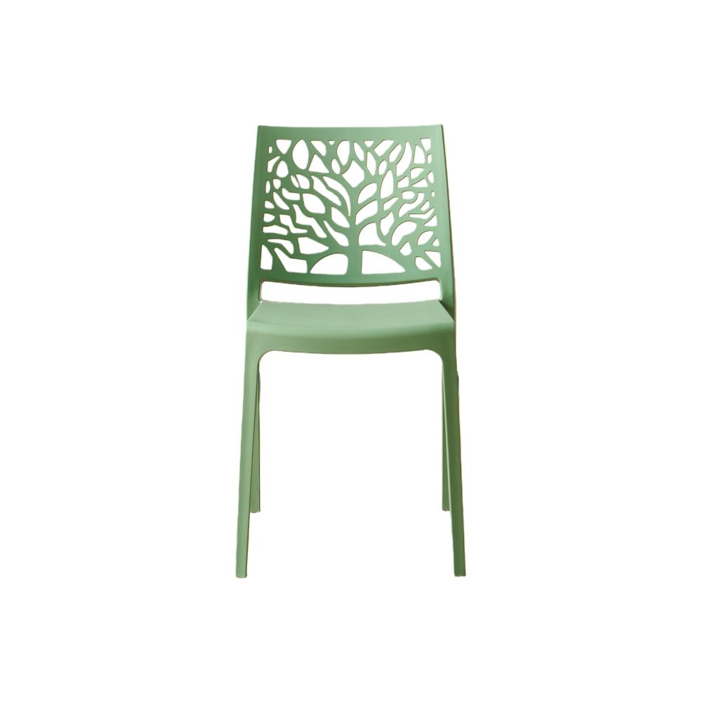 Silla Harlem, Verde, con Espaldar en Forma de Árbol y Diseño Minimalista