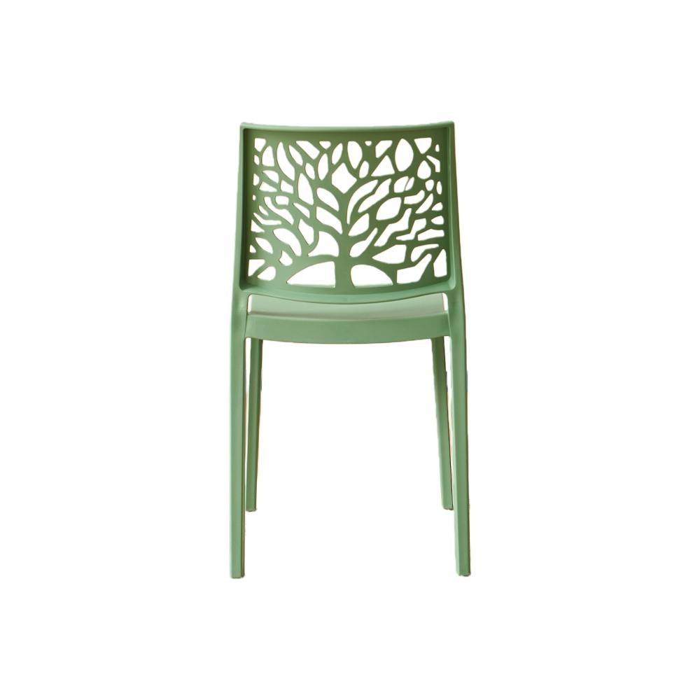 Silla Harlem, Verde, con Espaldar en Forma de Árbol y Diseño Minimalista