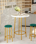 Hooseng Table Set, 3 Pieces Round Dining Table with Counter Height Faux Marble