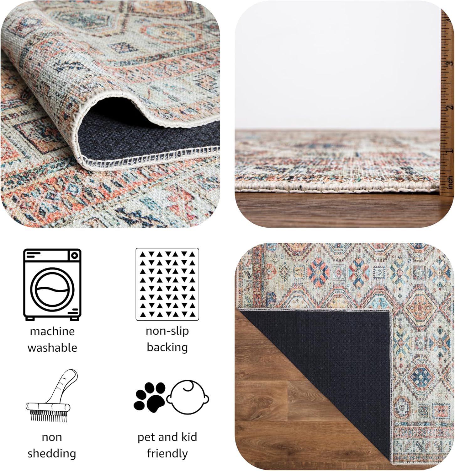 Keen Home Design Alfombras lavables a máquina con parte trasera antideslizante,...