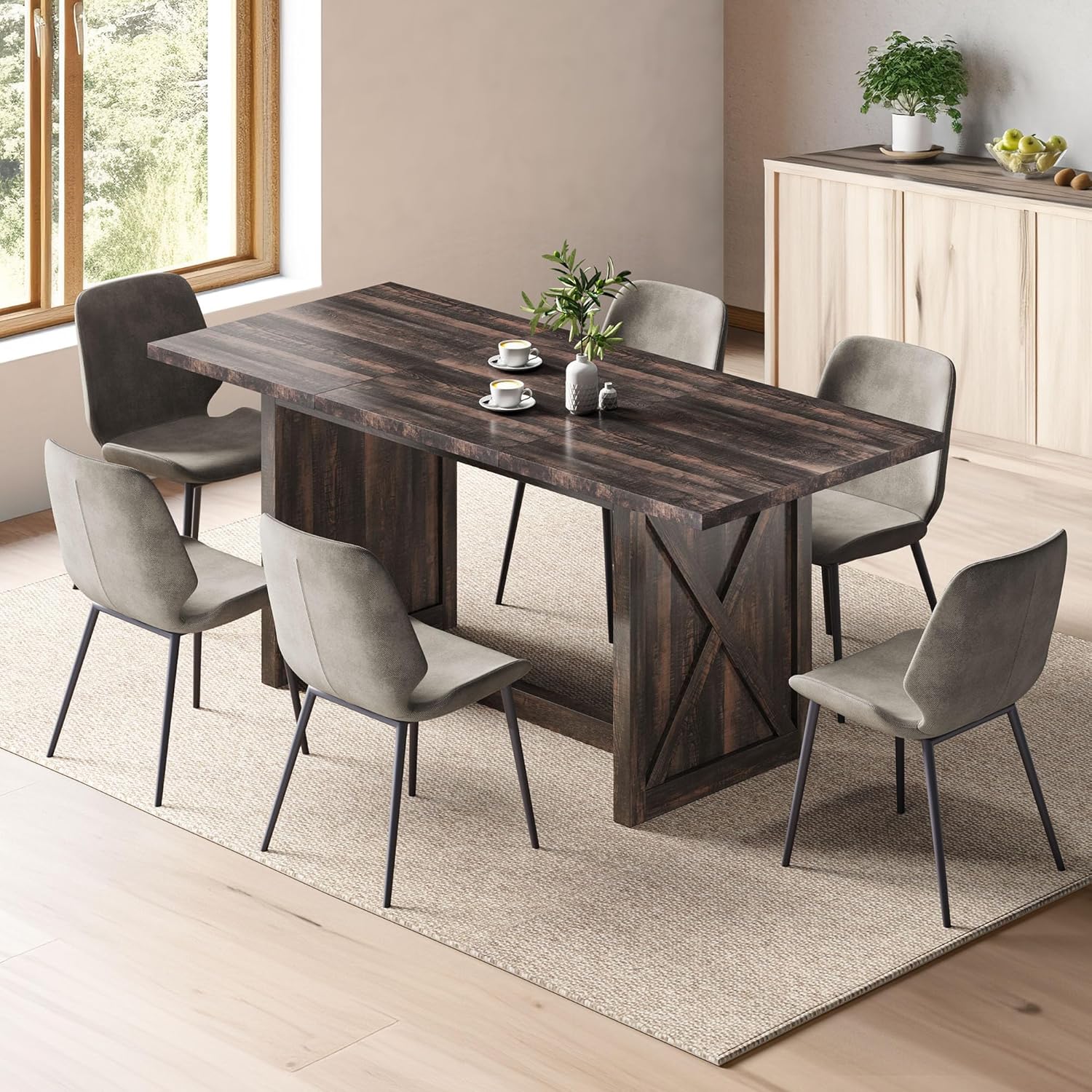 YITAHOME Mesa de comedor grande de 70.8 pulgadas para 6 a 8 personas, mesa de...