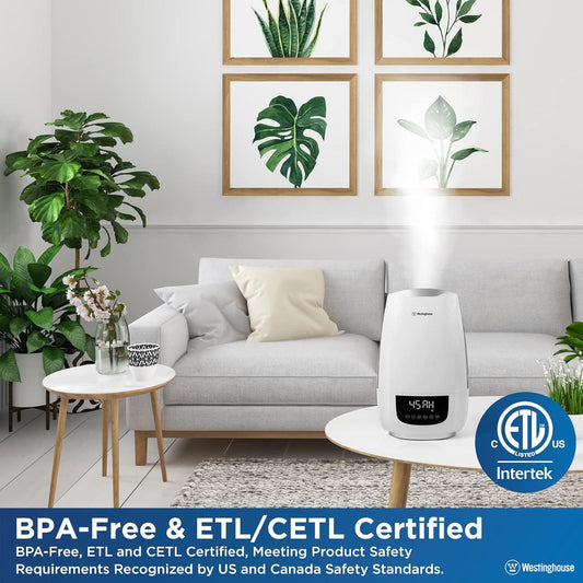 Westinghouse Humidificador ultrasónico digital de niebla fría para dormitorios,