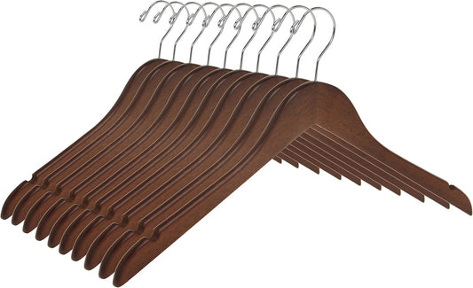 Perchas de madera semicurvadas de calidad, paquete de 10 perchas de madera