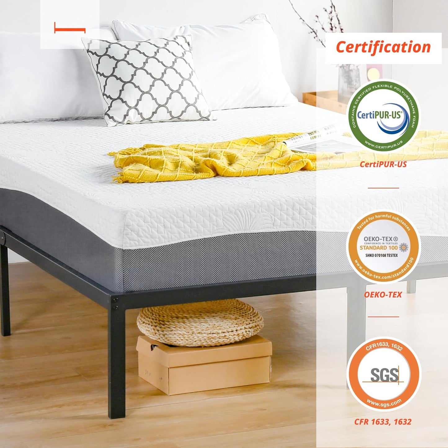 PrimaSleep Colchón matrimonial de espuma viscoelástica de gel de 10 pulgadas,