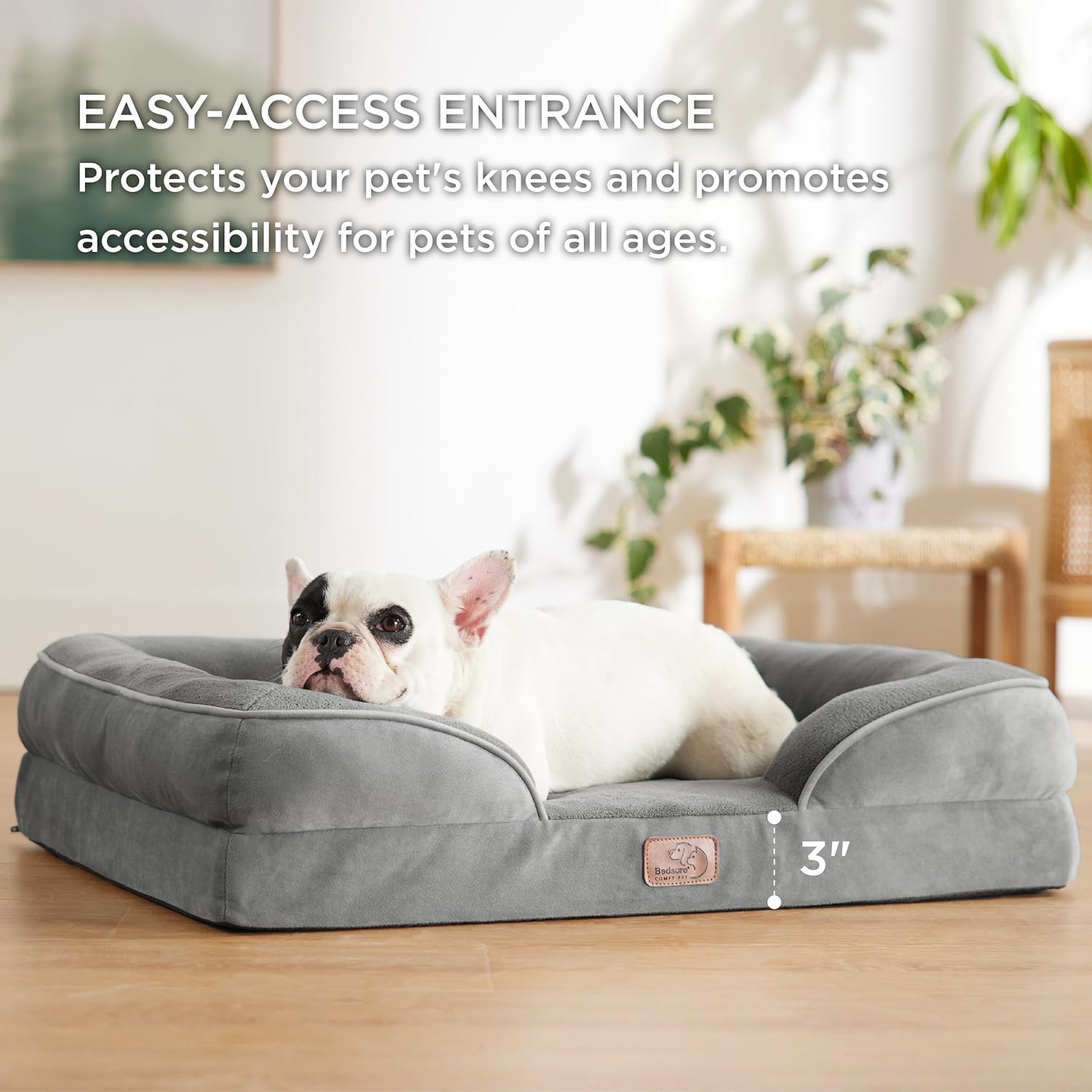 Bedsure - Cama ortopédica mediana para perros, sofá cama impermeable para...
