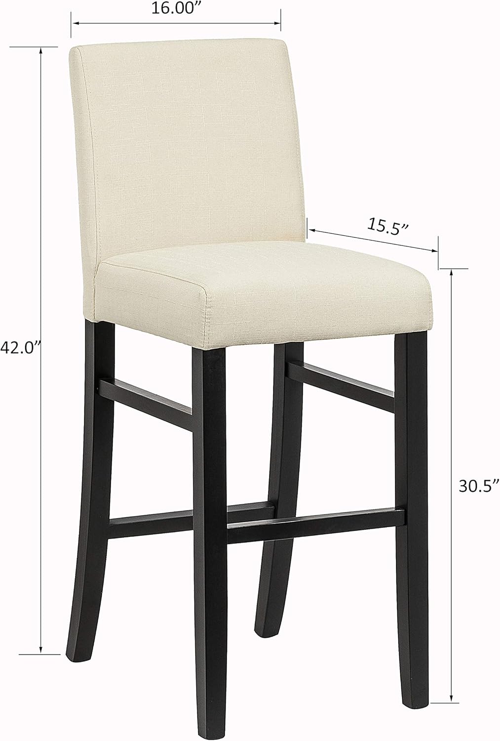 Juego de 2 taburetes de bar de madera beige, diseño ergonómico con soporte para