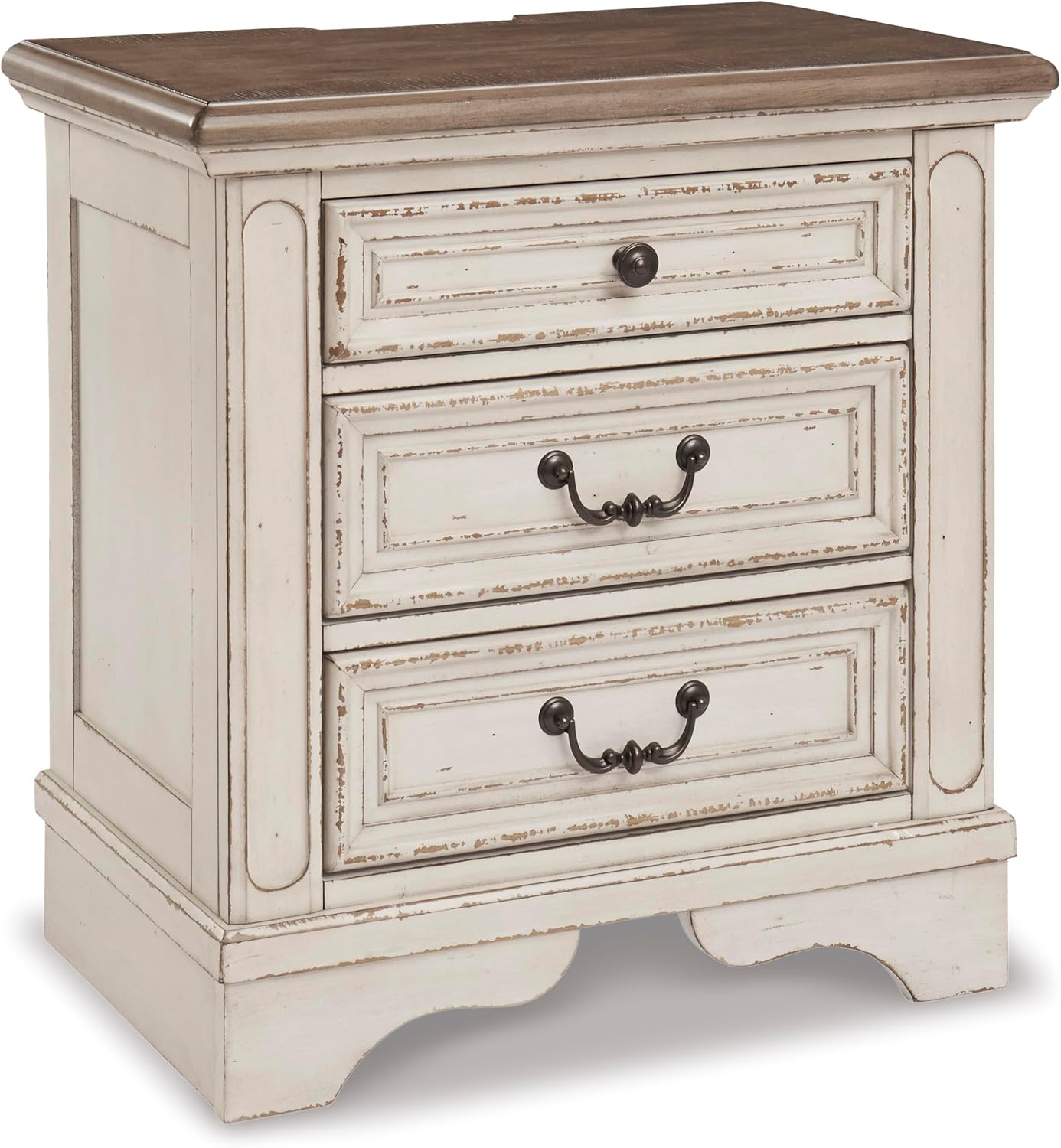 Signature Design by Ashley Realyn French Country - Mesita de noche de 3 cajones...
