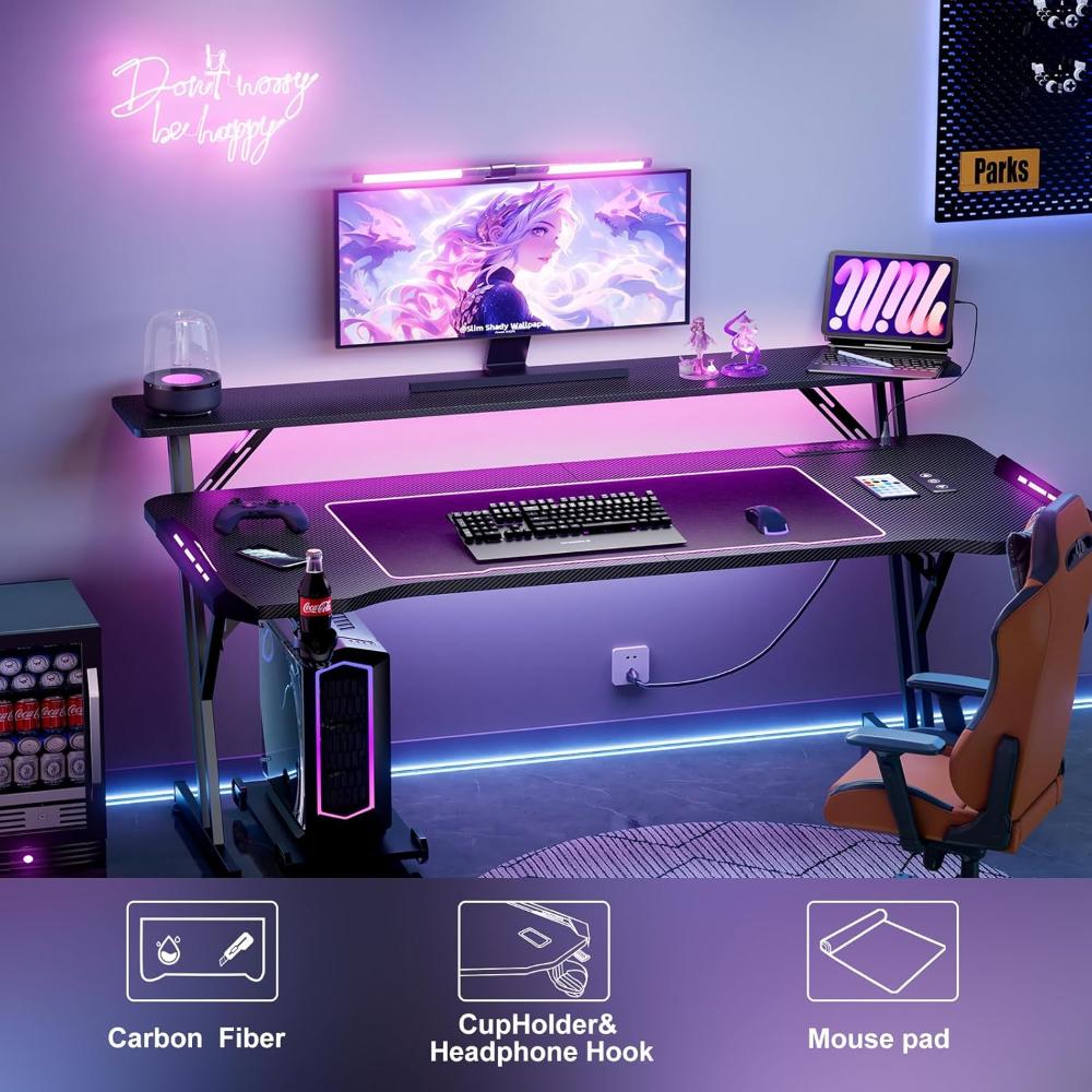 Escritorio Gamer VidaTeco, Negro De Estilo Moderno